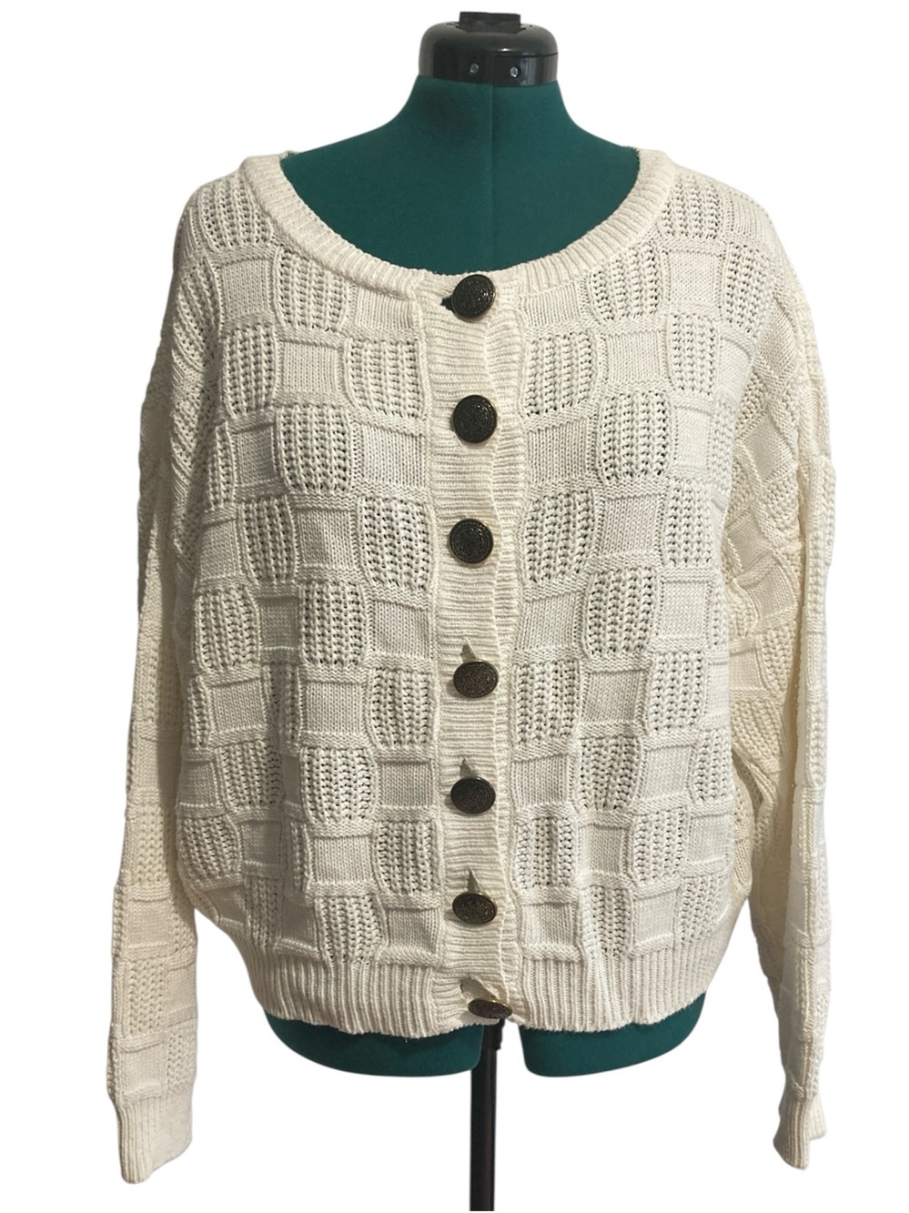 Venezia Cream Knit Button-Front Cardigan Sweater